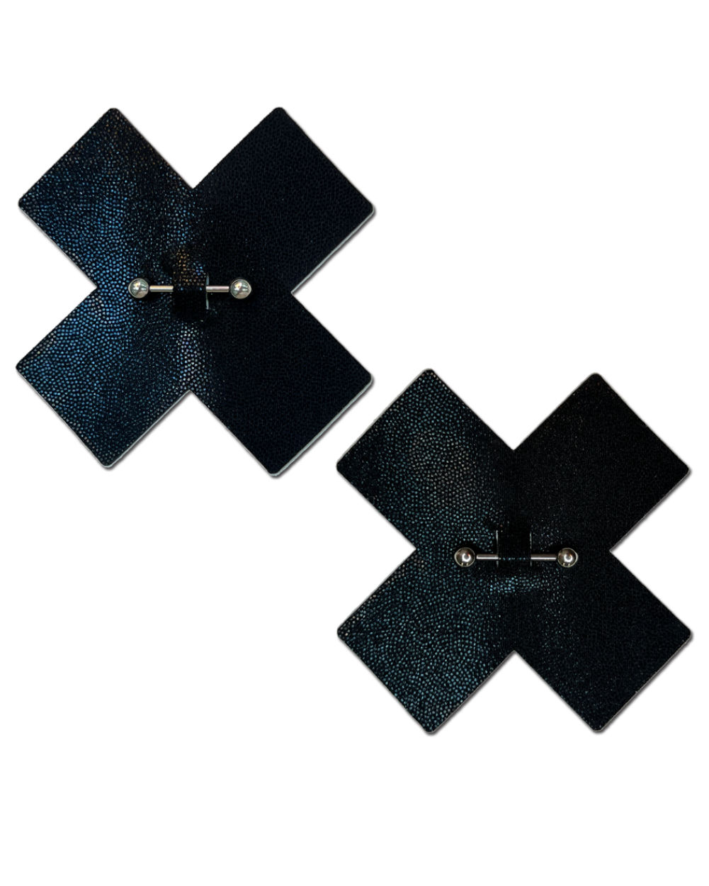 Pierced Pasties: Liquid Black Cross Plus X with Faux Piercings