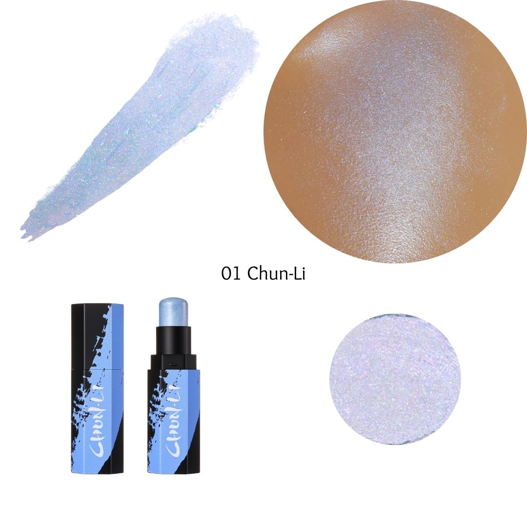 Hi-Lite Hitter Highlighter - 01 Chun-Li - Lunautics Cream Highlighter &gt; Chun Li &gt; Blue Highlighter &gt; Shimmery Highlighter &gt; Lychee Flavor &gt; Japan Culture &gt; Japanese Makeup &gt; Street Fighter Merch &gt; Capcom Merch &gt; Vegan &gt; Cruelty Free