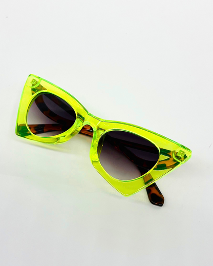 Neon Jelly Cat Eye Sunnies- Lime Green - Lunautics
