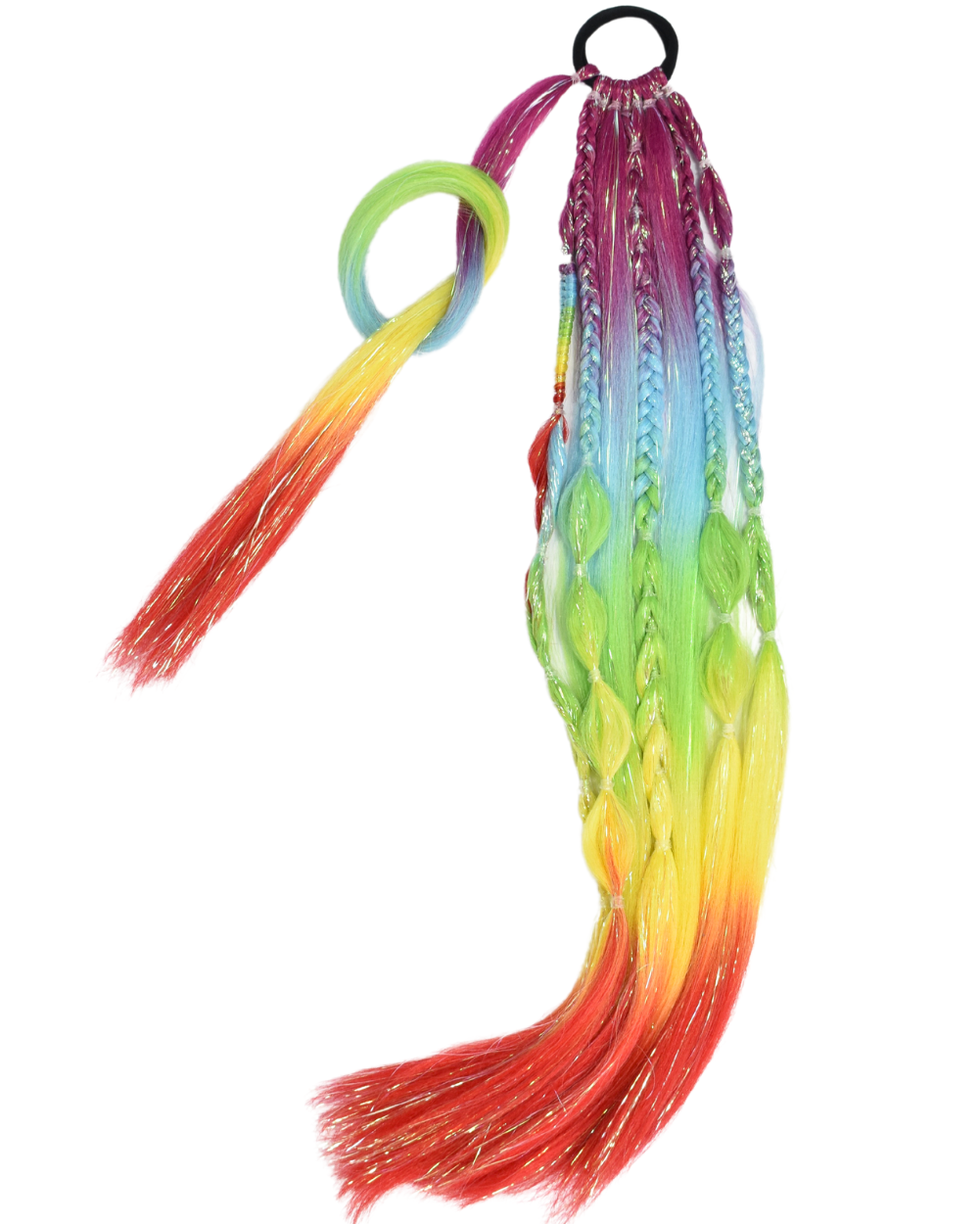 Rainbow Crystal - Ombré Braided Ponytail Extension - Lunautics Ponytail Hair Extension
