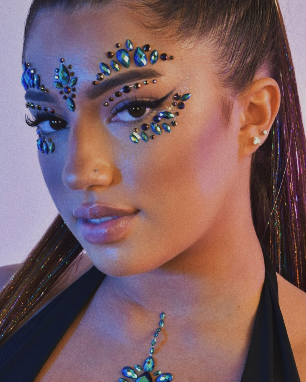 Showgirl - Black Iridescent Face Jewels - Lunautics Face Jewel
