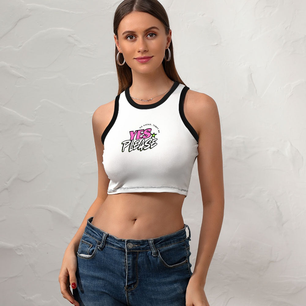 Yes Pls- Cropped Slim Racer Tank Top - Lunautics