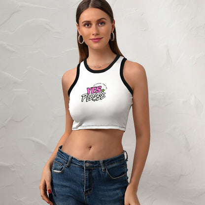 Yes Pls- Cropped Slim Racer Tank Top