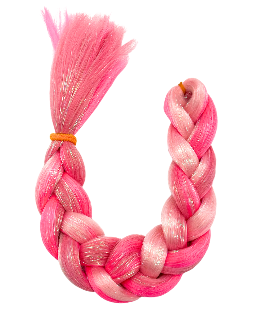 Dollface - Neon Pink UV-Reactive Hair Extension with Tinsel - Lunautics Braid-In Hair