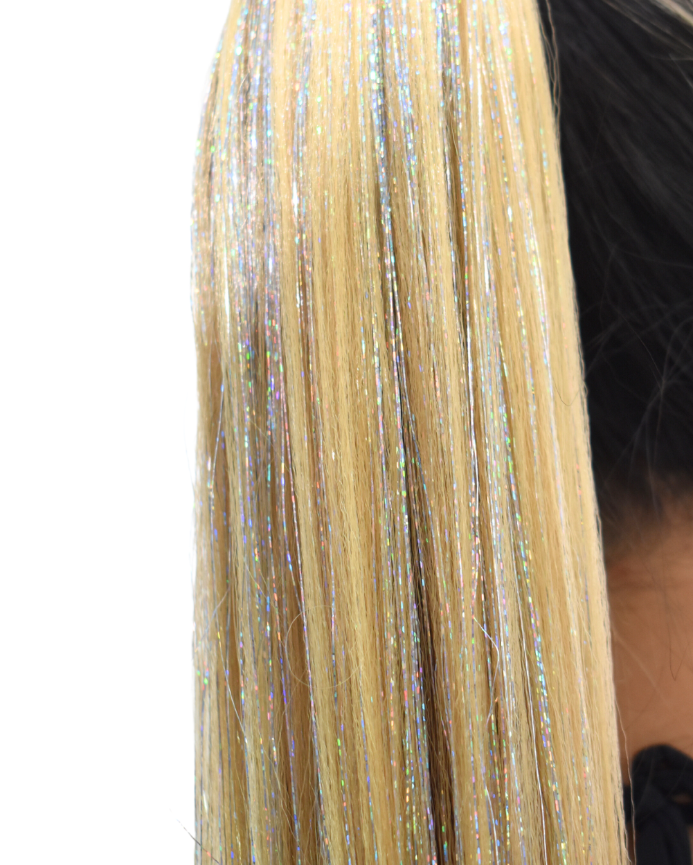 Champagne Sparkle - Light Blonde Braid-In Hair with Silver Tinsel - Lunautics Braid-In Hair