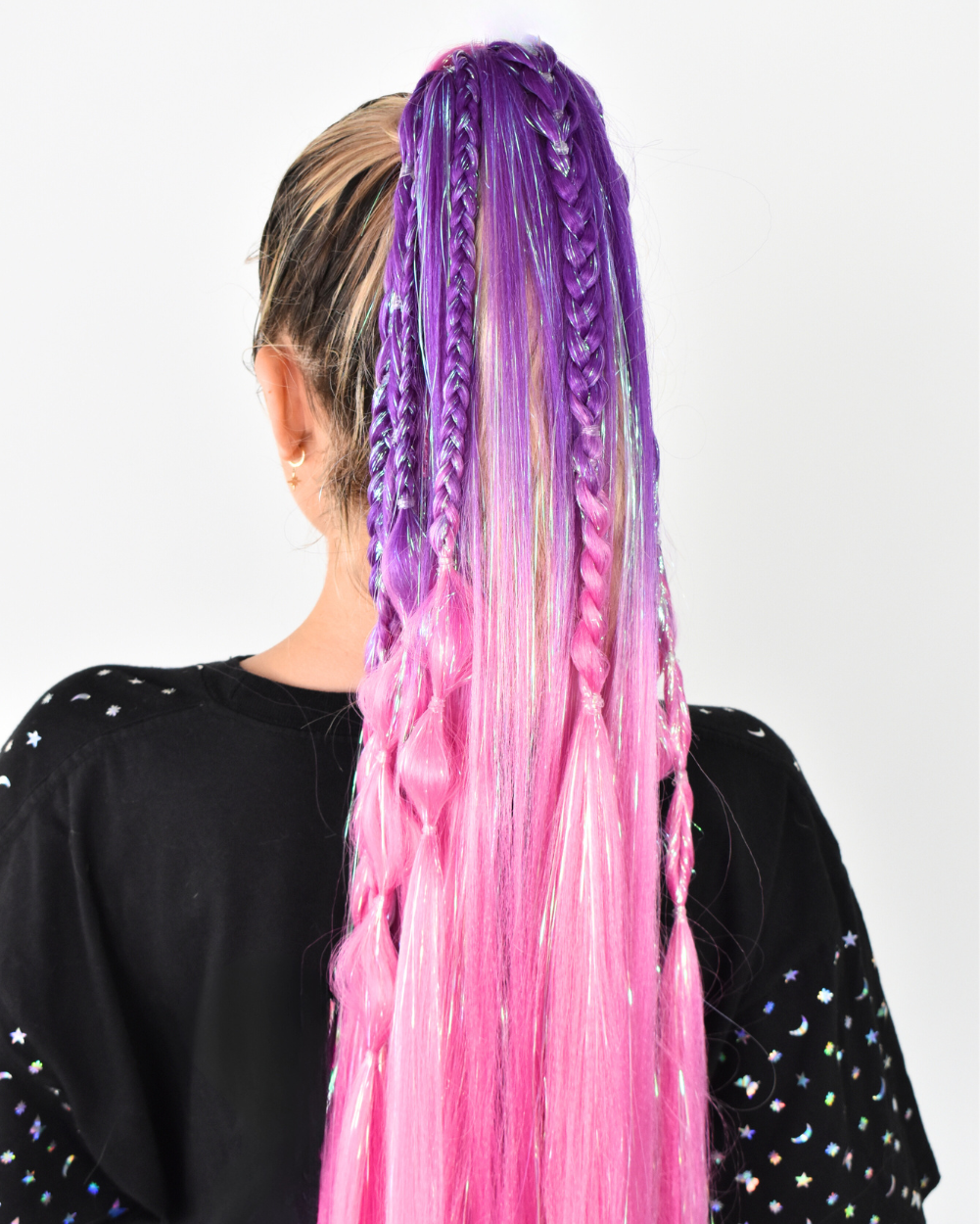 Braided Insta Pony- Infinity Purple to Pink Ombre Extension - Lunautics
