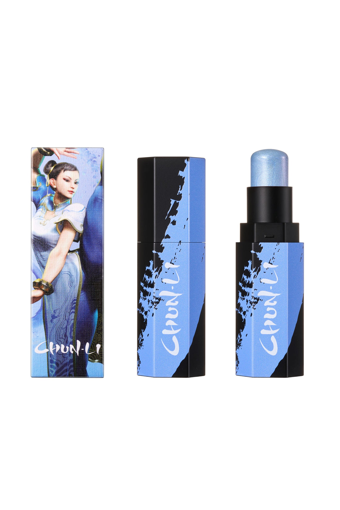 Hi-Lite Hitter Highlighter - 01 Chun-Li - Lunautics Cream Highlighter > Chun Li > Blue Highlighter > Shimmery Highlighter > Lychee Flavor > Japan Culture > Japanese Makeup > Street Fighter Merch > Capcom Merch > Vegan > Cruelty Free
