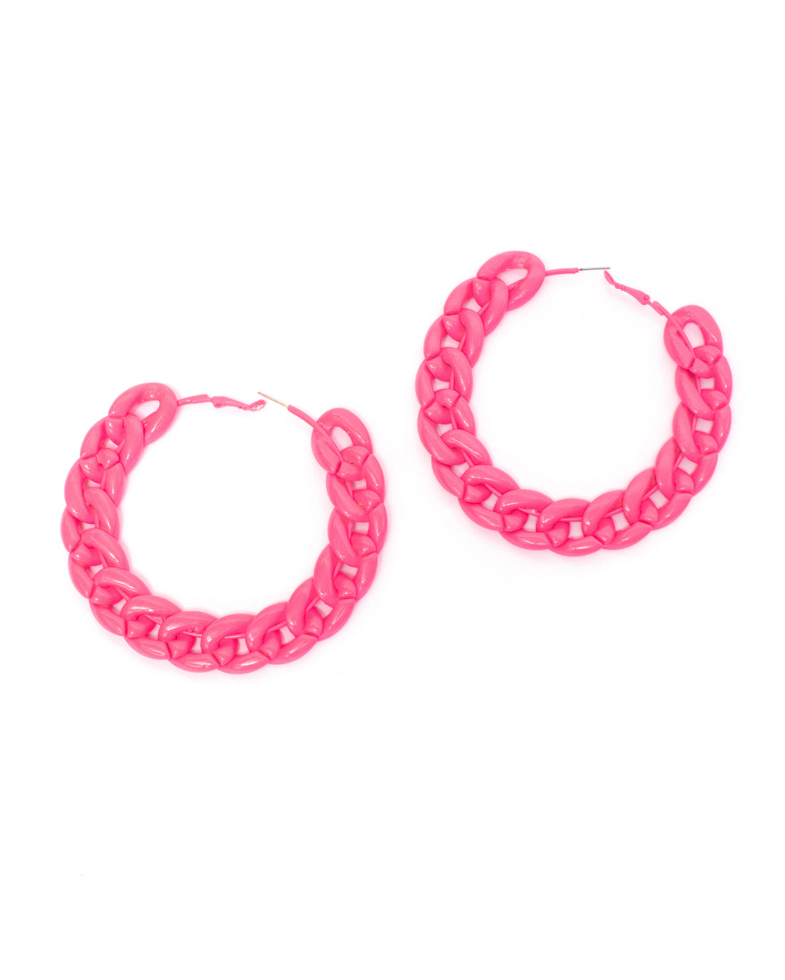 Pink Chain Hoop Earrings - Lunautics Earrings