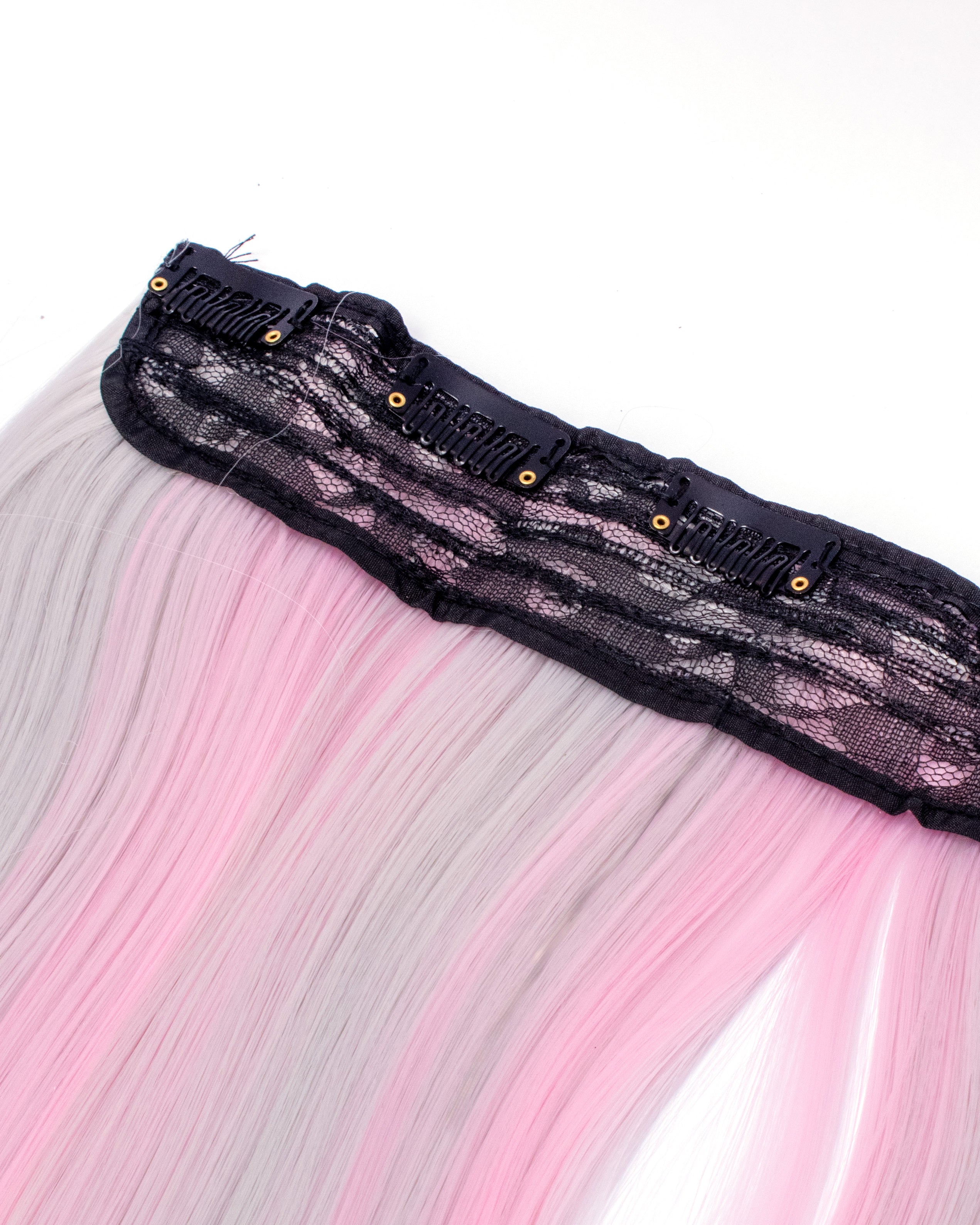 Pink and Grey Clip-In Extension (Single Piece) - Lunautics Clip-In Extensions