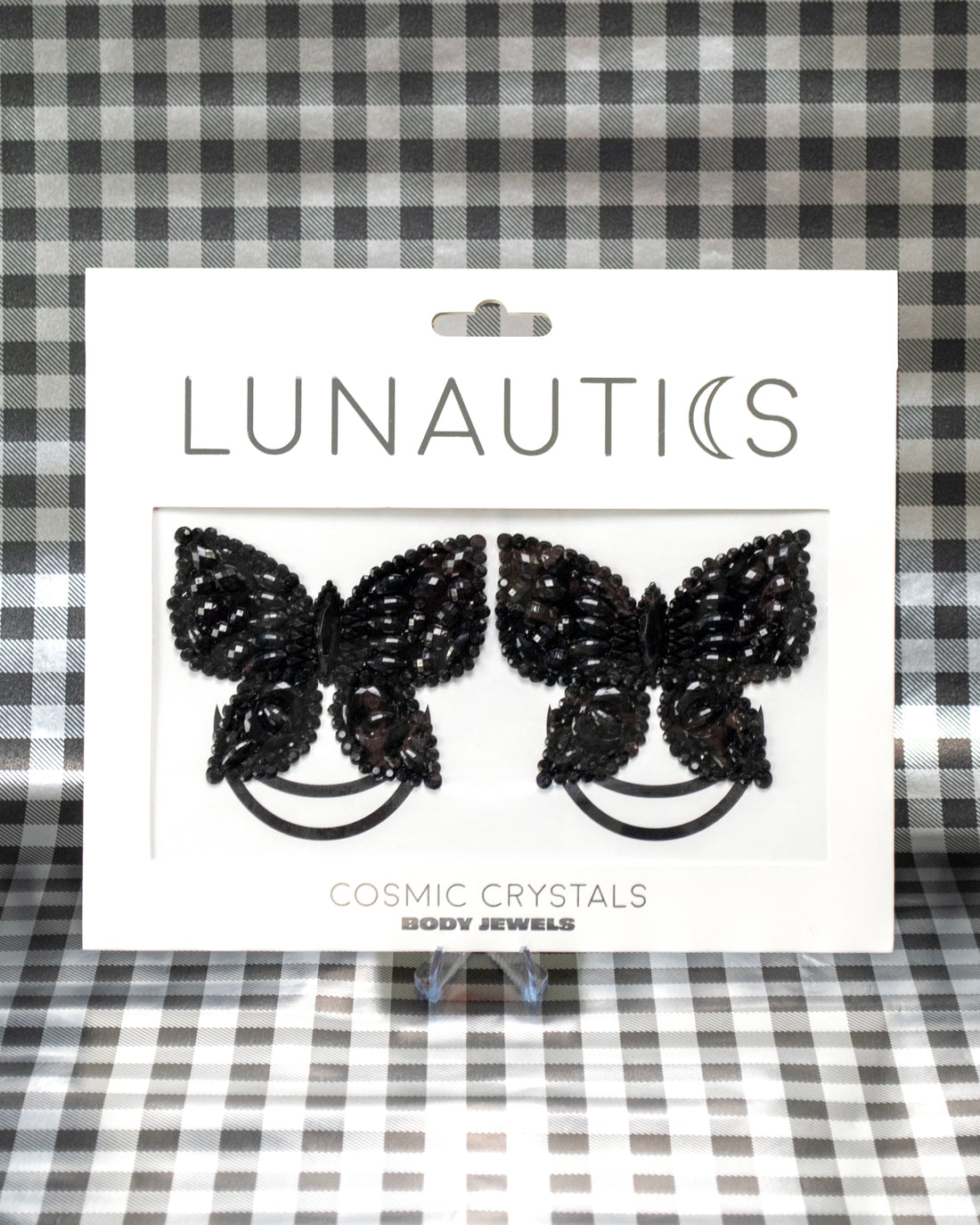 Midnight Mariposa - Black Butterfly Rhinestone Body Jewel Pasties - Lunautics Body Jewel