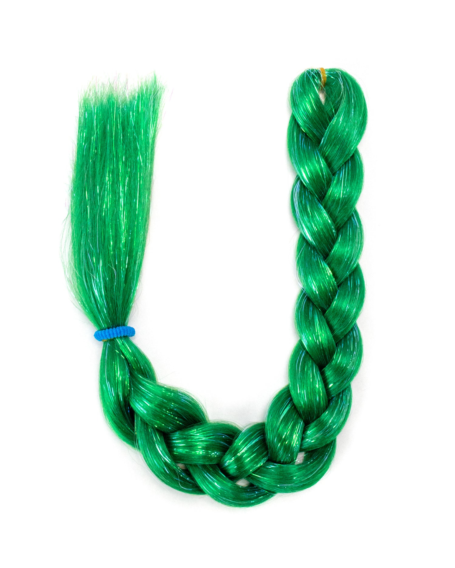 Emerald - Green Braid In Hair with Tinsel