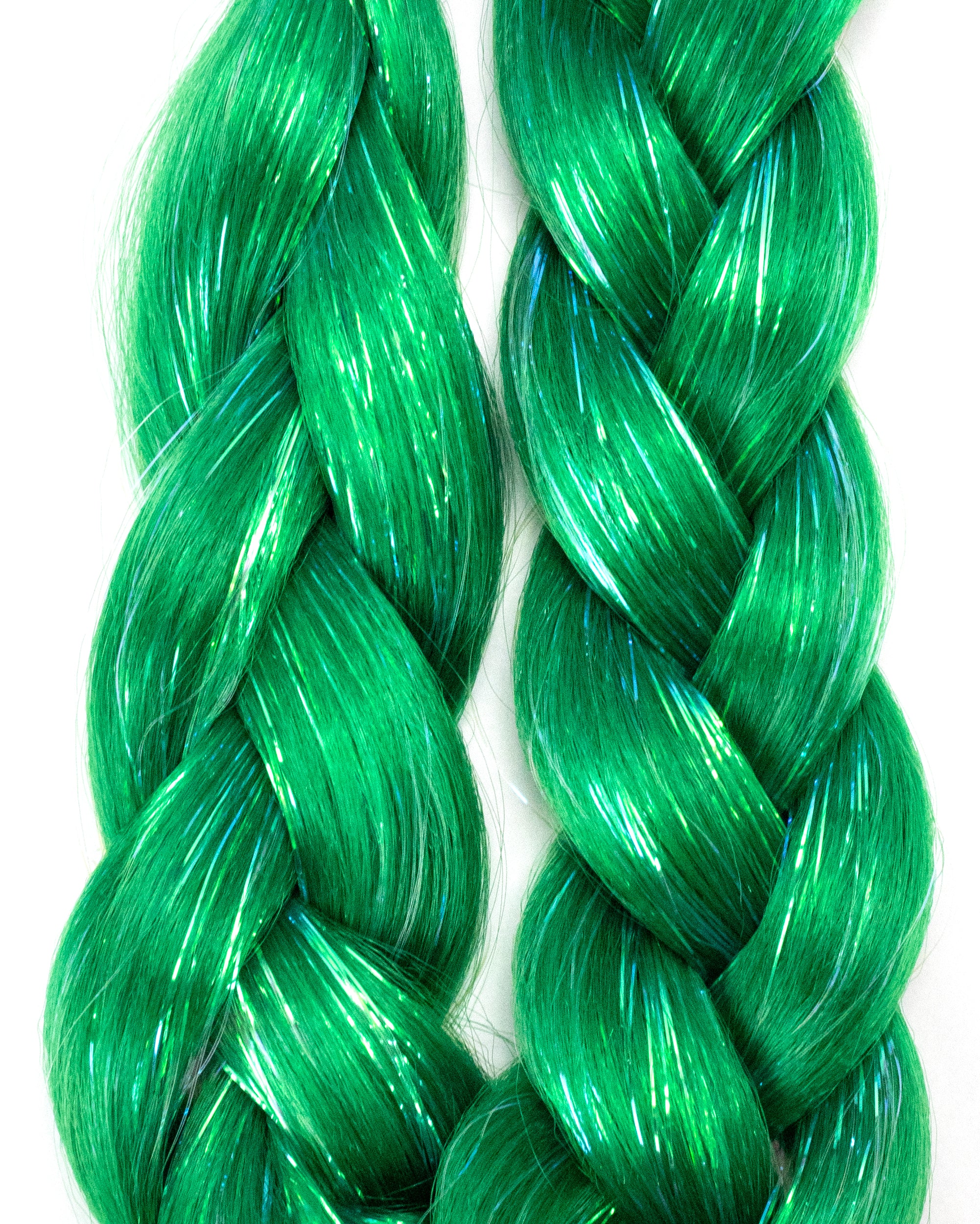 Emerald - Green Braid In Hair with Tinsel