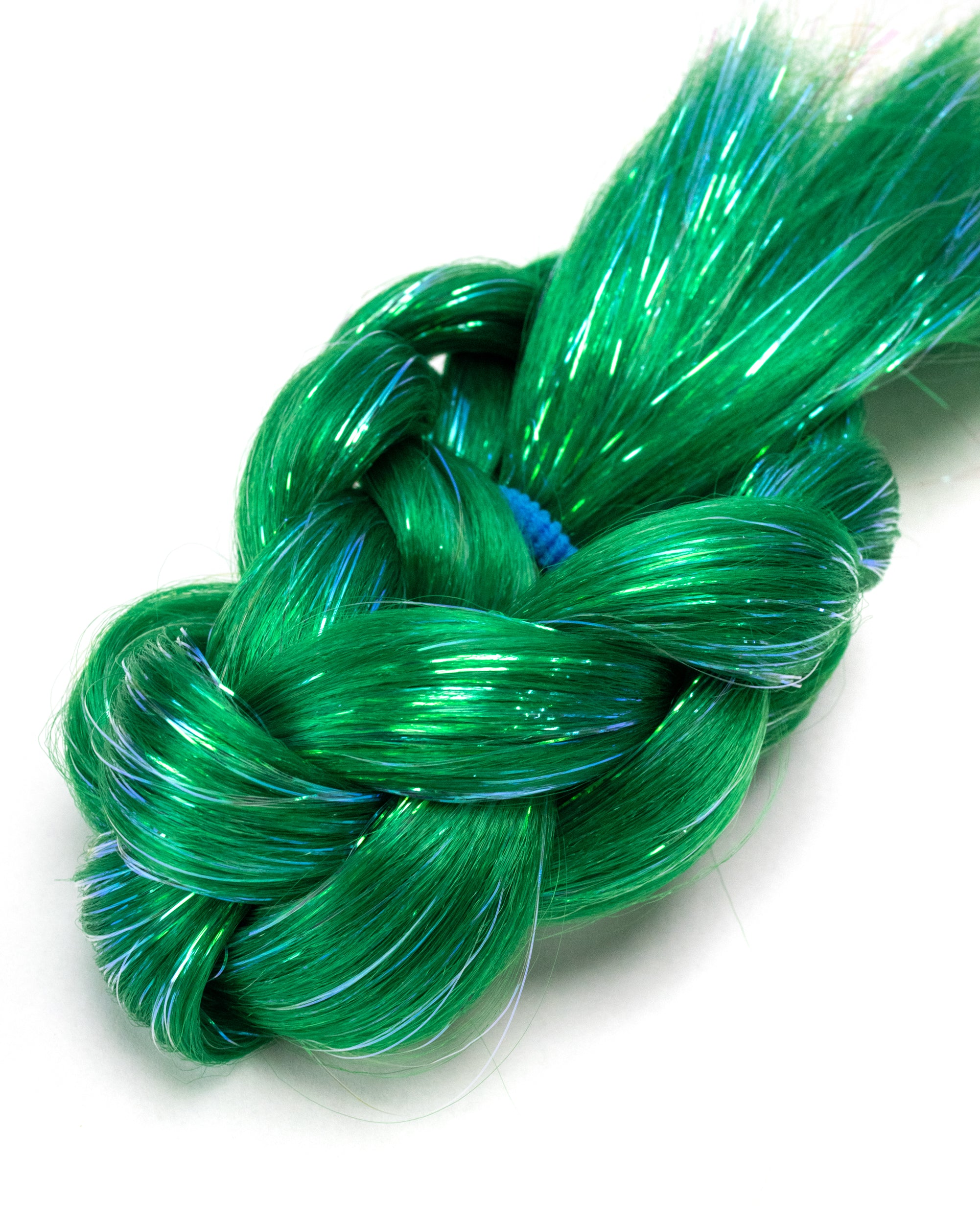 Emerald - Green Braid In Hair with Tinsel