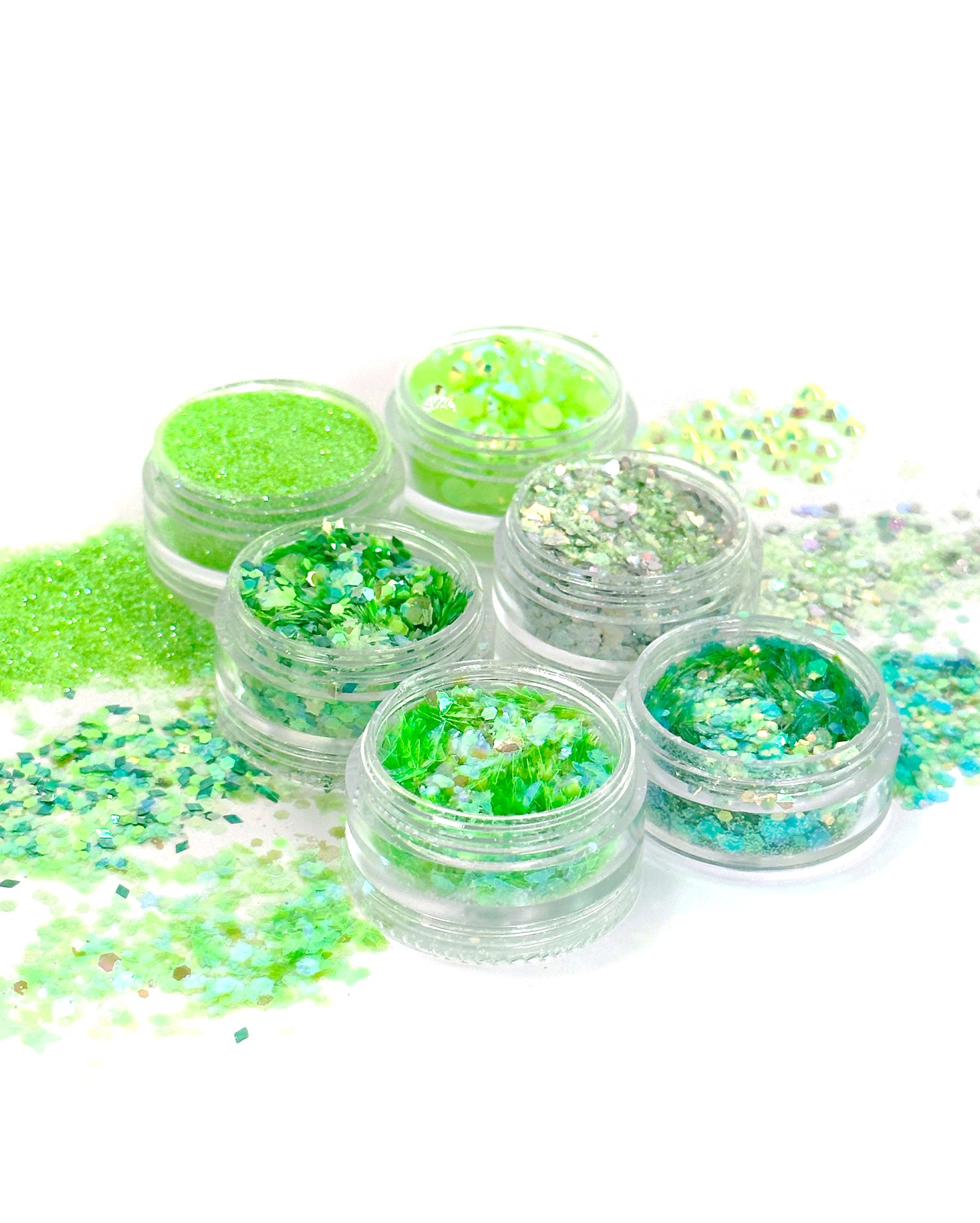 Firefly - Iridescent Neon Green Glitter and Jewel Stack - Lunautics Glitter and Jewel Stack