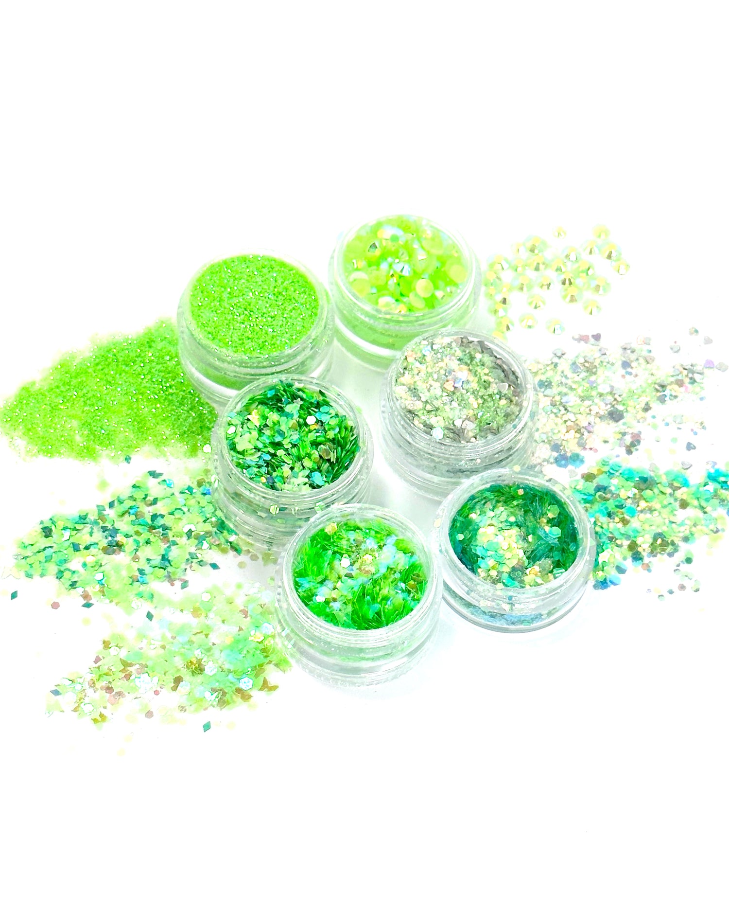 Firefly - Iridescent Neon Green Glitter and Jewel Stack - Lunautics Glitter and Jewel Stack