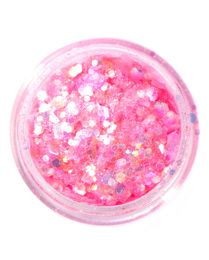 Flamingo - Bright Pink Iridescent Chunky Glitter Mix - Lunautics Chunky Glitter