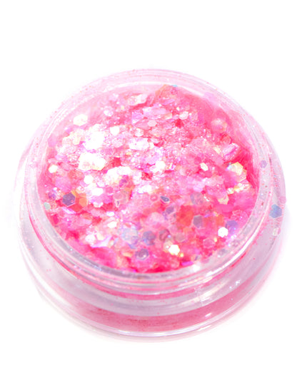 Flamingo - Bright Pink Iridescent Chunky Glitter Mix - Lunautics Chunky Glitter