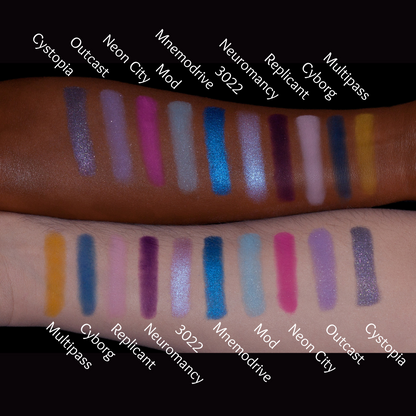 Cyberpunk Palette - Lunautics Eyeshadow Palette &gt; Makeup Palette &gt; Duochrome &gt; Multichrome &gt; Monochrome Palette &gt; Anime Makeup &gt; Vegan Makeup &gt; Cruelty Free Makeup &gt; Indie Makeup &gt; Purple Eyeshadow &gt; Purple Makeup Palette