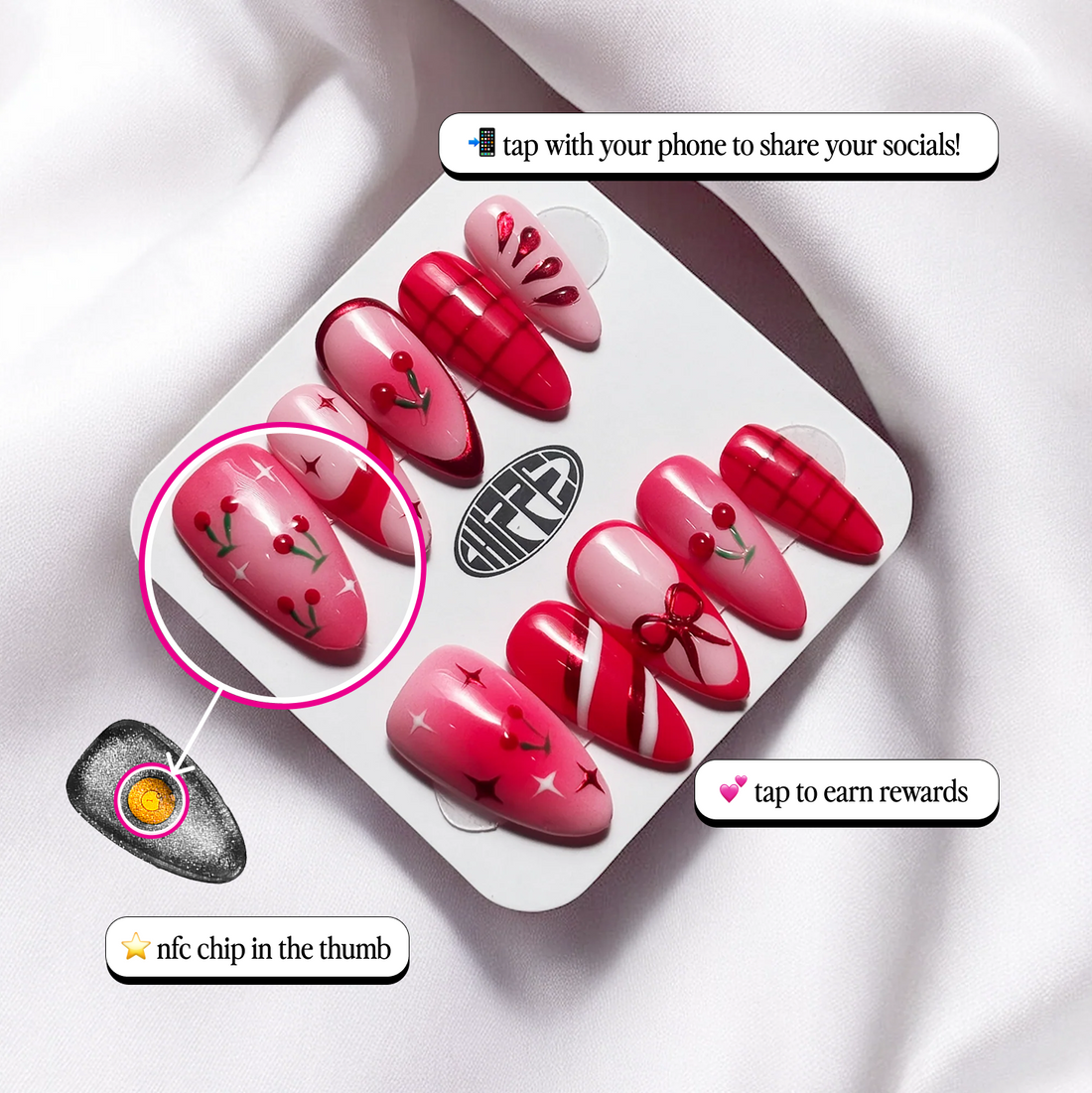 Cherrysh Me- NFC Nails That Share Your Socials - Lunautics Press-on nails