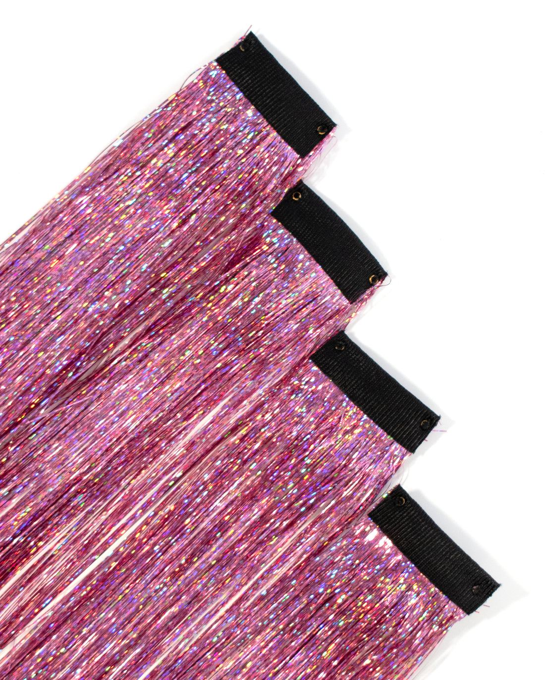 Love - Pink Holographic Hair Tinsel Clip-Ins - Lunautics Clip-In Extensions