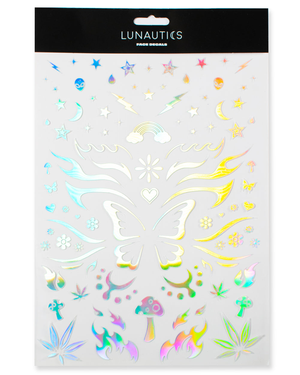 Rave Day Silver Holographic Face Decals - Lunautics Face Decal