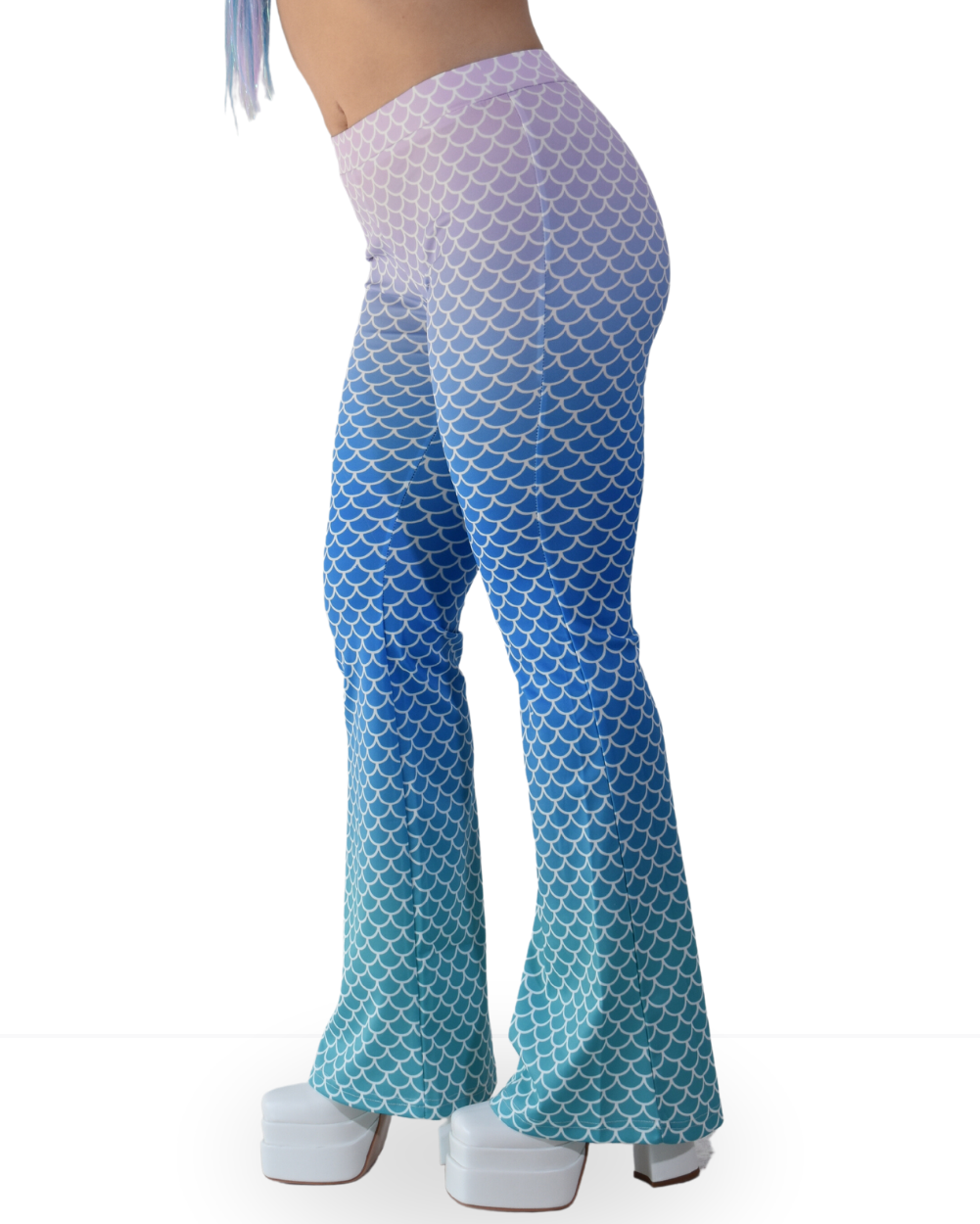 Siren Song- Mermaid Print High Waisted Flare Pants - Lunautics 