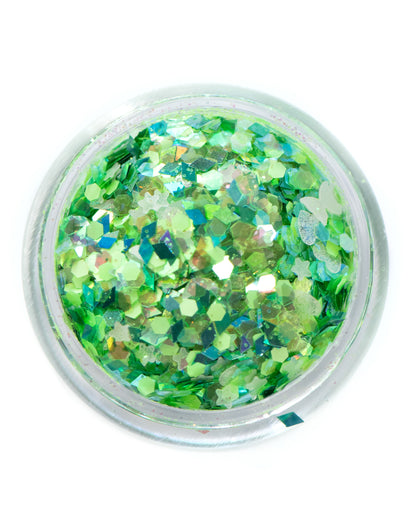 Spring Fling - Green Chunky Glitter Mix with Stars - Lunautics Chunky Glitter