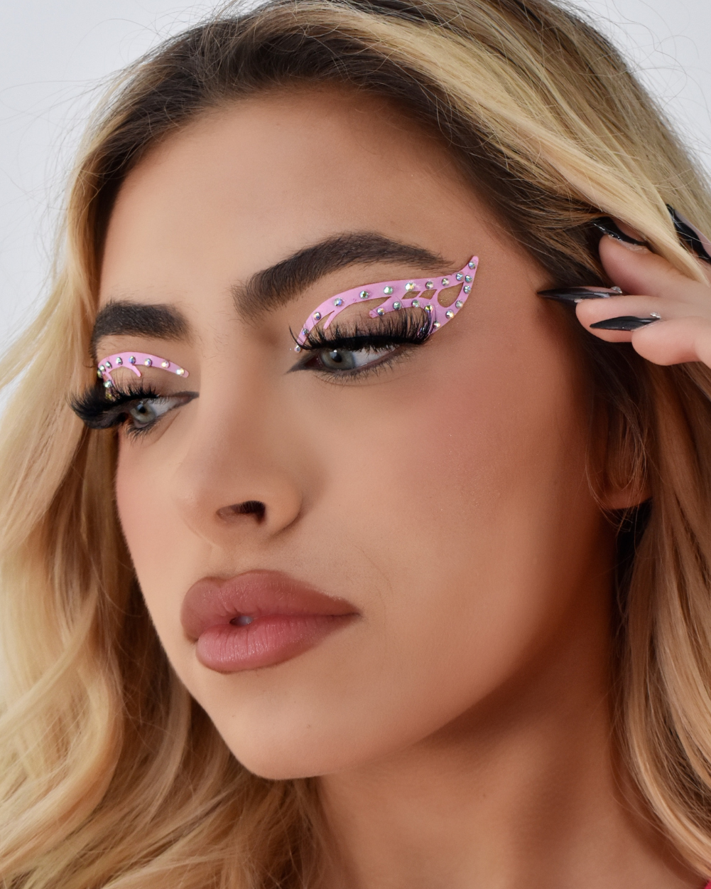 Garden Party - Pink Butterfly Rhinestone Graphic Eye Liner Face Jewels - Lunautics