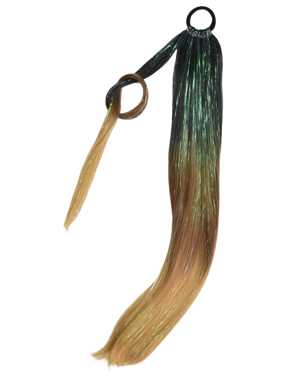 Bronde Mermaid - Natural Ombré Ponytail Extension with Tinsel - Lunautics