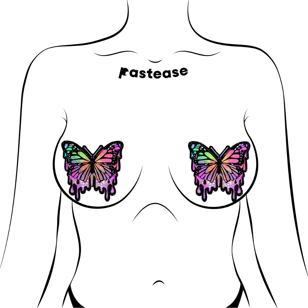 Butterfly Melt Trippy Glitter Rainbow Nipple Pasties by Pastease® - Lunautics Pasties