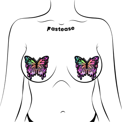 Butterfly Melt Trippy Glitter Rainbow Nipple Pasties by Pastease® - Lunautics Pasties