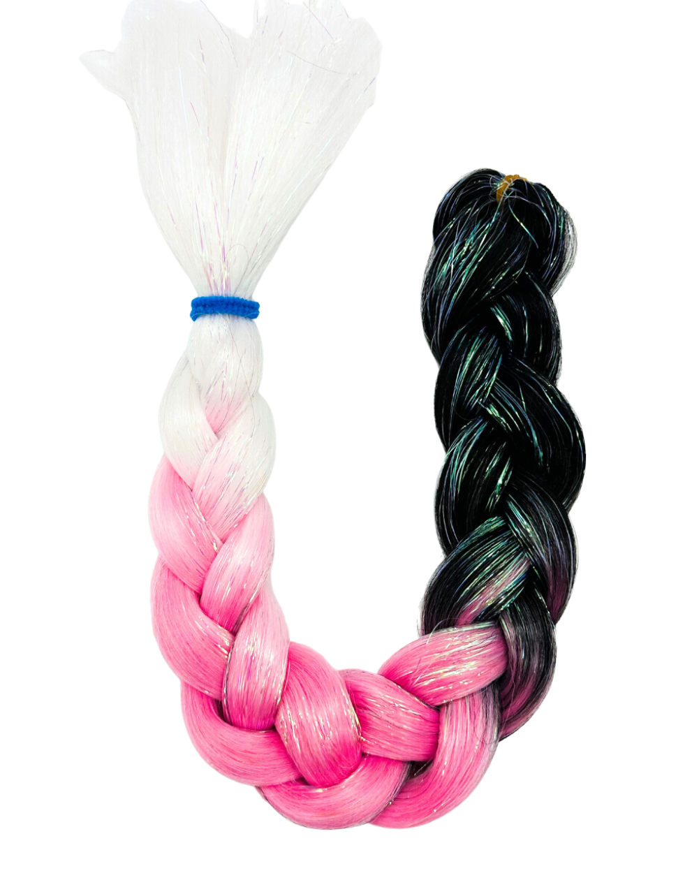 Candy Kiss - Black and Pink Ombré Hair Extension with Tinsel - Lunautics
