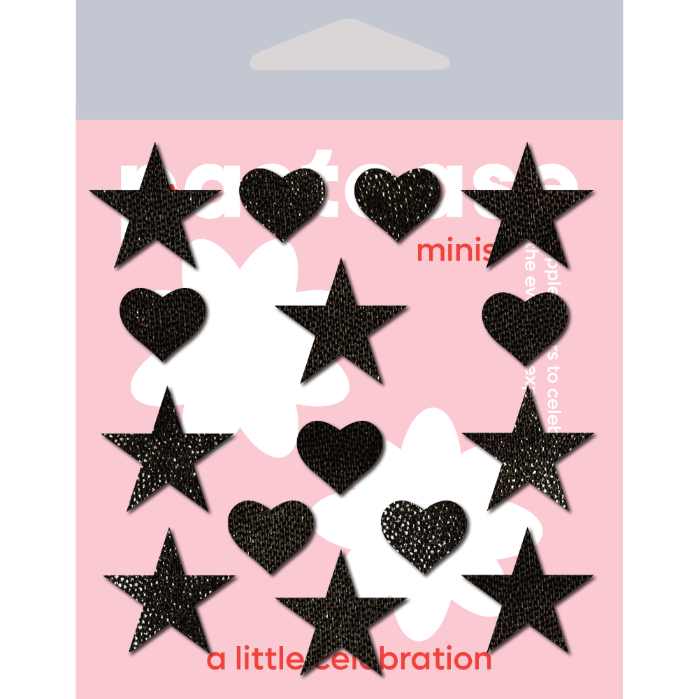 Pastease Confetti: Liquid Black Baby Heart &amp; Star Body Pasties by Pastease® - Lunautics Pasties