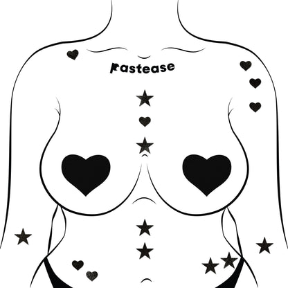 Pastease Confetti: Liquid Black Baby Heart &amp; Star Body Pasties by Pastease® - Lunautics Pasties
