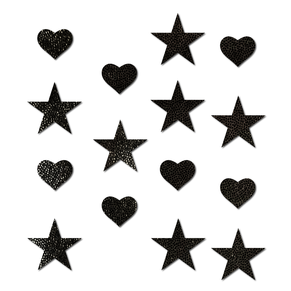 Pastease Confetti: Liquid Black Baby Heart &amp; Star Body Pasties by Pastease® - Lunautics Pasties