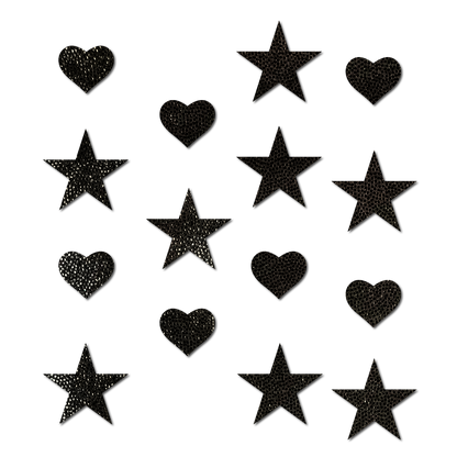 Pastease Confetti: Liquid Black Baby Heart &amp; Star Body Pasties by Pastease® - Lunautics Pasties