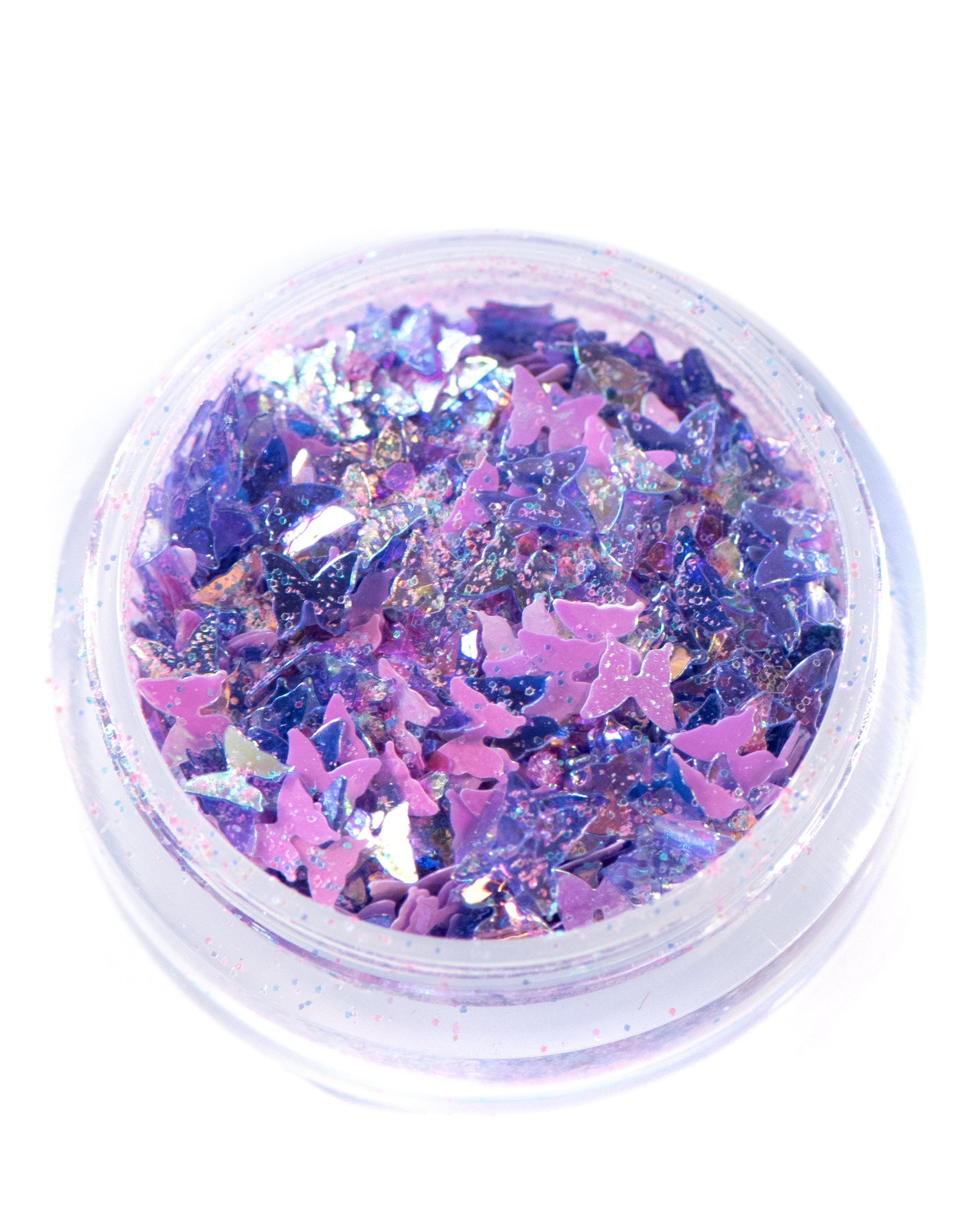 Cher - Iridescent Purple Chunky Glitter Mix with Butterflies - Lunautics Chunky Glitter