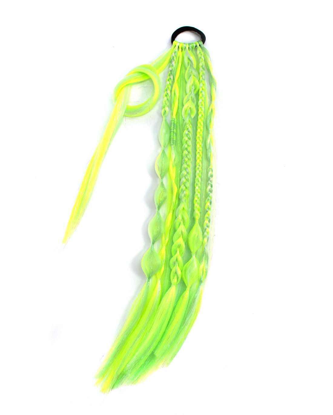 Firefly - Neon Green Braided UV-Reactive Ponytail Extension - Lunautics Ponytail Hair Extension