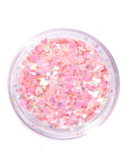 Love Struck - Baby Pink Iridescent Heart Shaped Glitter Mix - Lunautics Chunky Glitter