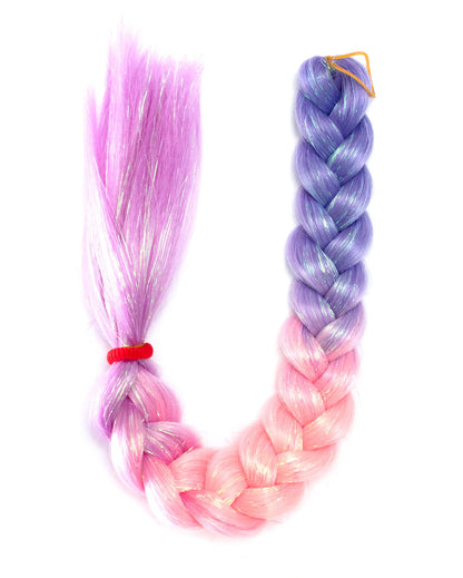 Paisley Pixie - Pastel Ombre Pink Purple Braid Hair with Tinsel