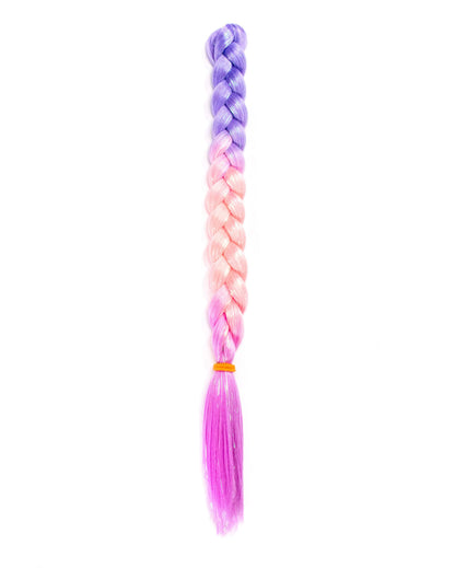 Paisley Pixie - Pastel Ombre Pink Purple Braid Hair with Tinsel