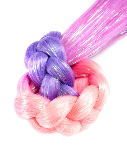 Paisley Pixie - Pastel Ombre Pink Purple Braid Hair with Tinsel