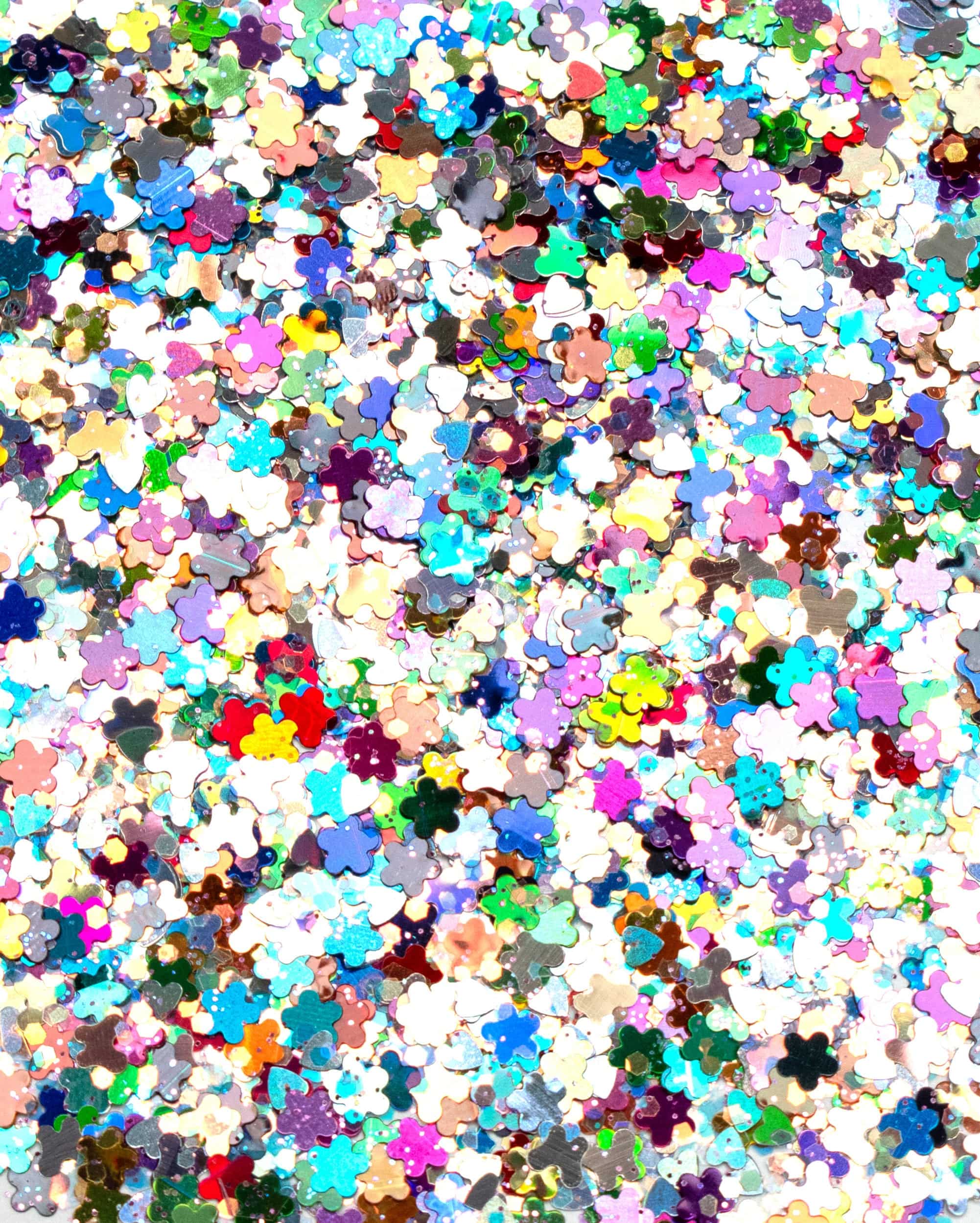 Rave Day Rainbow - Metallic Rainbow Chunky Glitter with Flowers Butterflies and Hearts