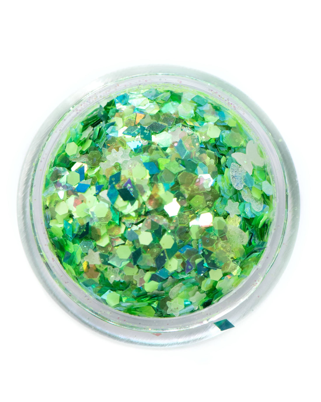 Spring Fling - Chunky Green Glitter Mix with Glow-in-the-Dark Stars - Lunautics Chunky Glitter