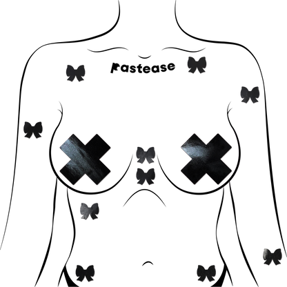 Body Mini Pasties: 10 Mini Bow Faux Latex Pleather Vinyl Body Pasties by Pastease® - Lunautics Pasties