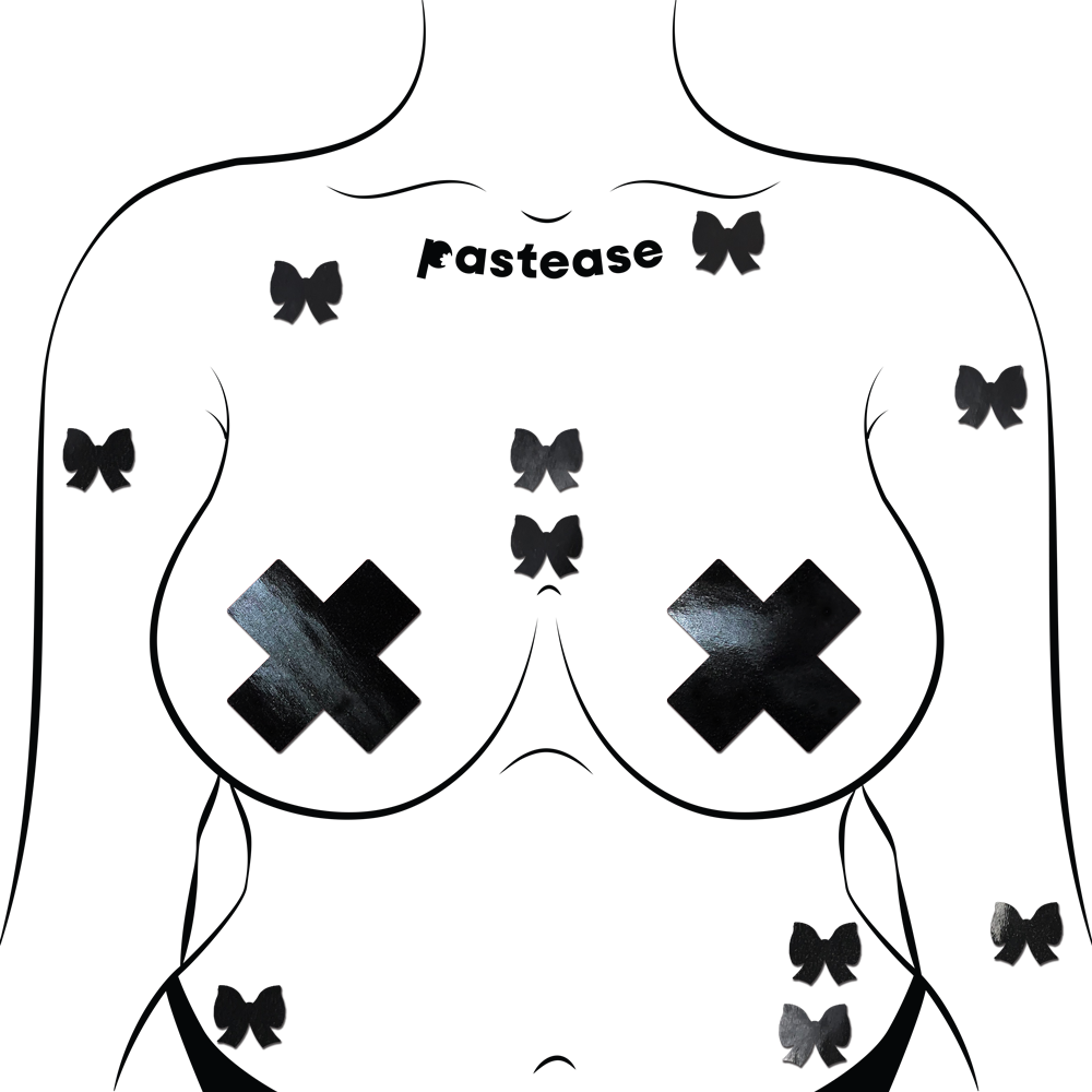 Body Mini Pasties: 10 Mini Bow Faux Latex Pleather Vinyl Body Pasties by Pastease® - Lunautics Pasties