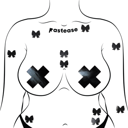 Body Mini Pasties: 10 Mini Bow Faux Latex Pleather Vinyl Body Pasties by Pastease® - Lunautics Pasties