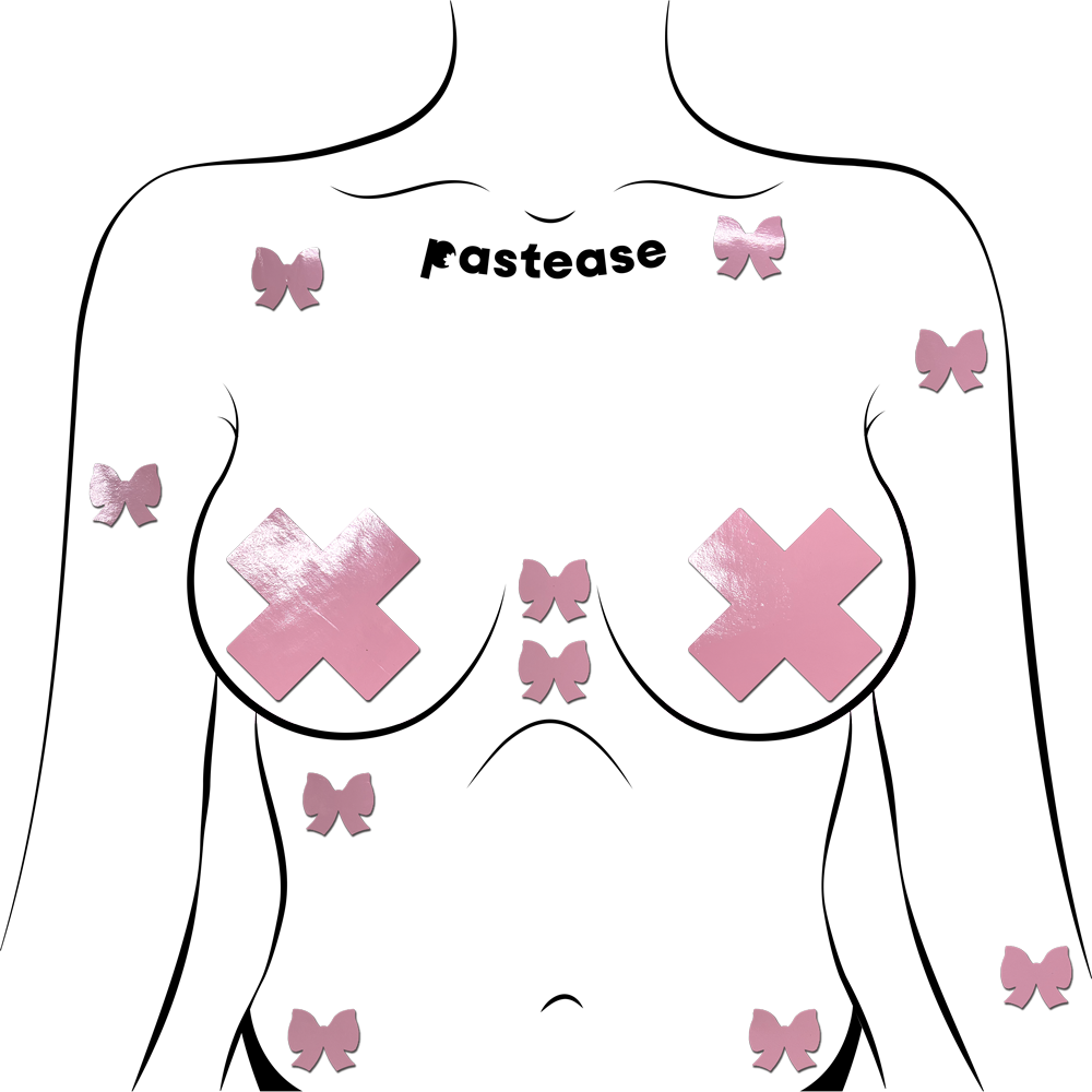 Body Mini Pasties: 10 Mini Bow Faux Latex Pleather Vinyl Body Pasties by Pastease® - Lunautics Pasties