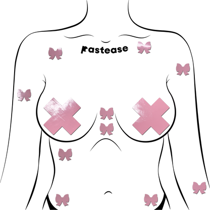 Body Mini Pasties: 10 Mini Bow Faux Latex Pleather Vinyl Body Pasties by Pastease® - Lunautics Pasties
