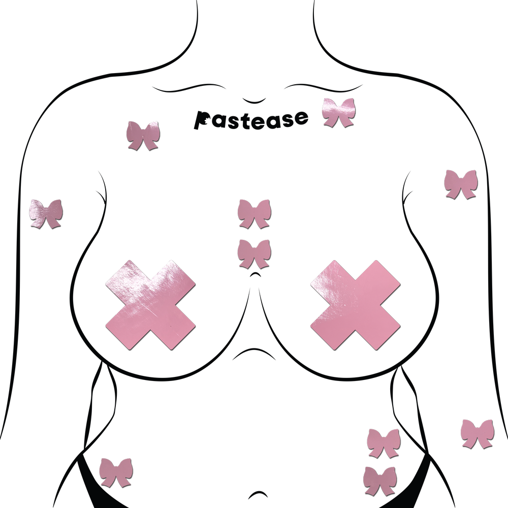 Body Mini Pasties: 10 Mini Bow Faux Latex Pleather Vinyl Body Pasties by Pastease® - Lunautics Pasties